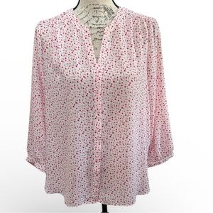 👚 NYDJ Pink Dot Pattern Blouse